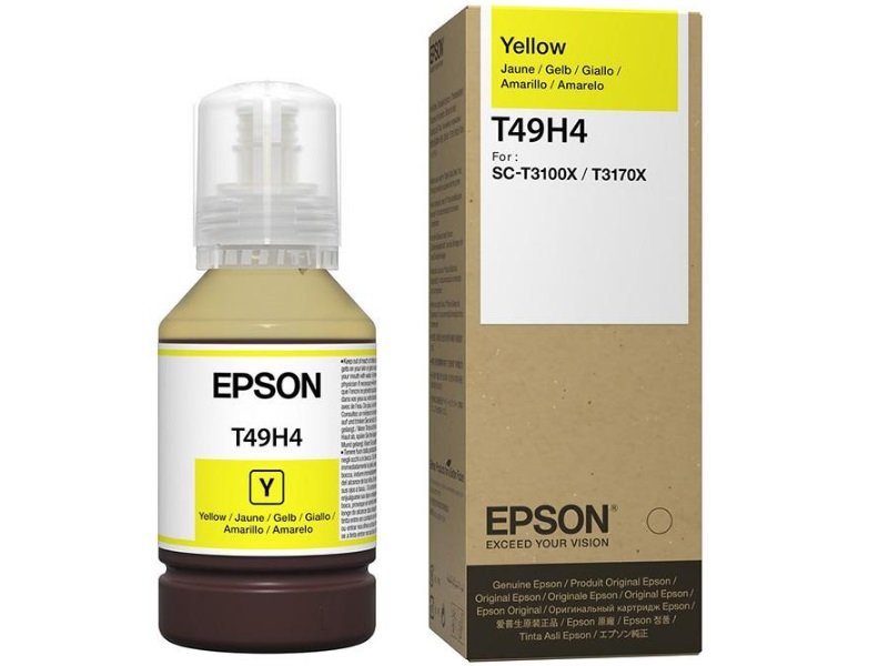 Botella De Tinta Epson T49H400 Color Amarillo 140ml, Para Plotter e Impresora Epson SureColor SC-T3100x, SC-T3170x, Rendimiento 6,000 Páginas.