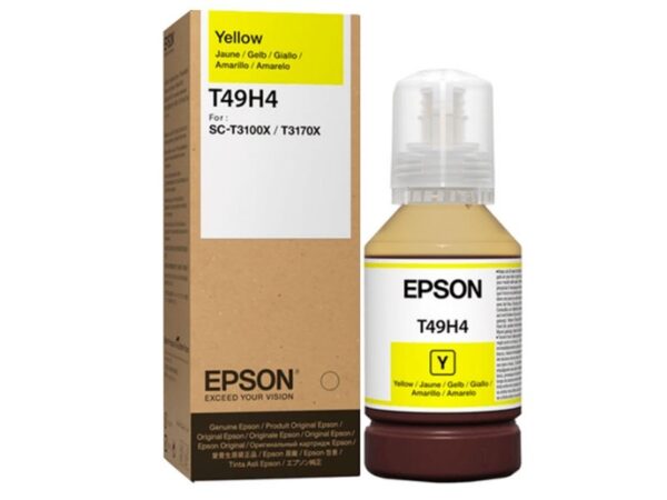 Botella De Tinta Epson T49H400 Color Amarillo 140ml, Para Plotter e Impresora Epson SureColor SC-T3100x, SC-T3170x, Rendimiento 6,000 Páginas.