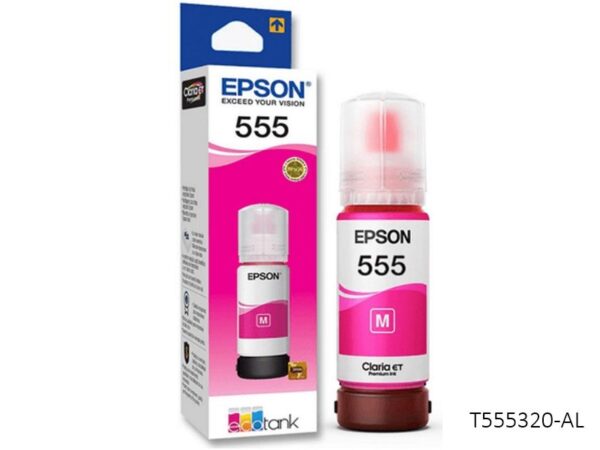 Botella De Tinta Epson T555320-AL 555 Magenta 70ml , Para Impresora Multifuncional Epson EcoTank L8160 / L8180, Rendimiento 7,300 Páginas.