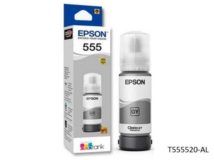Botella De Tinta Epson T555520-AL 555 Gris 70ml, Para Impresora Multifuncional Epson EcoTank L8160 / L8180, Rendimiento 7,300 Páginas.