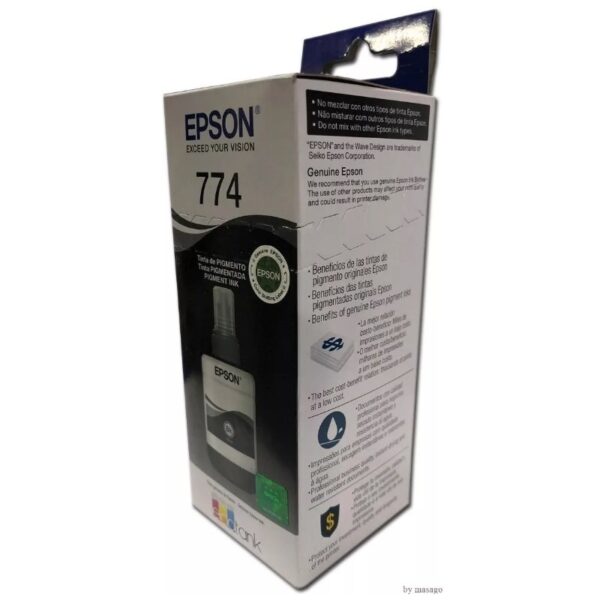 Botella De Tinta Epson T774120-AL Negro, Para Impresora Epson EcoTank L606 / L655 / L656 / L1455 / Epson WorkForce M100 / M105 / M200 / M205. 6.000 Páginas.