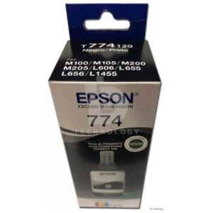 Botella De Tinta Epson T774120-AL Negro, Para Impresora Epson EcoTank L606 / L655 / L656 / L1455 / Epson WorkForce M100 / M105 / M200 / M205. 6.000 Páginas.