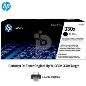 Toner Hp W1330X 330X Color Negro Monocromático, Para Impresora Hp Laser 408 / 408dn / MFP 432 / MFP 432fdn, Rendimiento 15,000 Páginas.