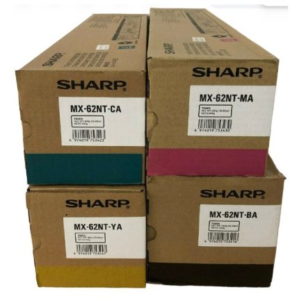 Toner Sharp MX-62NT Color Negro, Cyan, Magenta, Amarillo, Para Impresora Sharp MX-6240N / 6500N / 6580N / 7040N / 7090N 7500N / 7580N / 8090N.