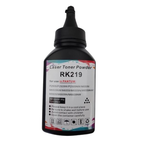 Botella De Kit Recarga Toner Compatible Pantum RK219 | RK-219 con Chip, Para Impresoras Pantum  P2509 / M6509 / M6559 / M6609 / M6559, Rendimiento 1.600 Páginas.