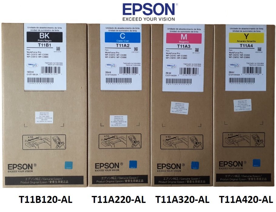 Kit De Tintas Epson T11B T11A - T11B120-AL T11A220-AL T11A320-AL T11A420-AL, Para Impresora Epson WorkForce Pro WF-C5310 / WF-C5390 / WF-C5810 / WF-C5890.