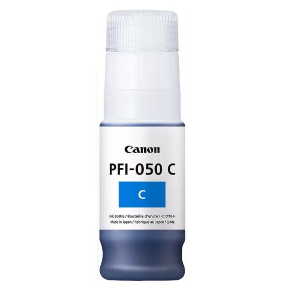 Botella De Tinta Canon PFI-050 C Color Cian, Compatibilidad Impresora de Gran Formato Canon imagePROGRAF TC-20 / TC-20M, Capacidad 70ml, Producto Original.