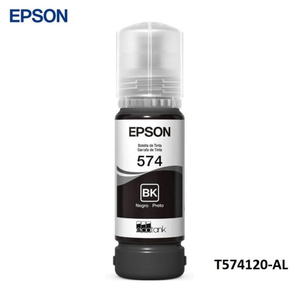 Botella De Tinta Epson T574120-AL Color Negro, Capacidad 70ml, Para Impresora Fotografica Epson EcoTank L8050 / L18050, Rendimiento 7,300 Páginas.