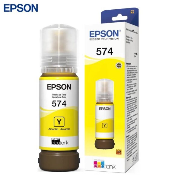 Botella De Tinta Epson T574420-AL Color Yellow, Capacidad 70ml, Para Impresora Fotografica Epson EcoTank L8050 / L18050, Rendimiento 7,300 Páginas.