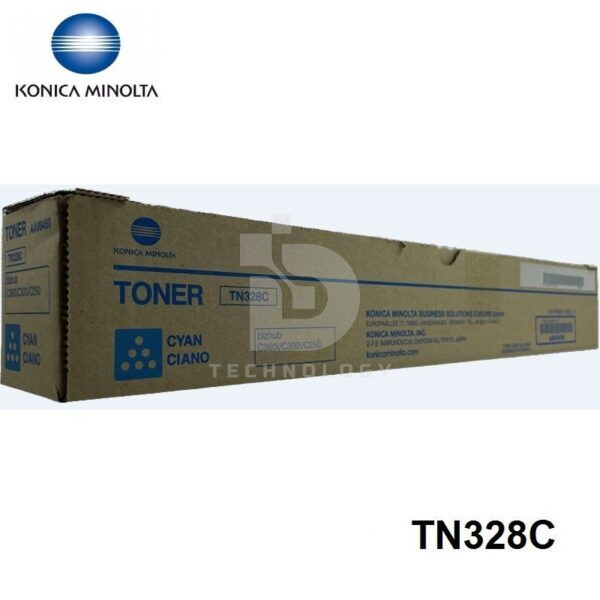 Toner Konica Minolta TN328C (AAV8490) Color Cian, Para Impresora Fotocopiadora Konica Minolta Bizhub C250i / C300i / C360i, Rendimiento 28,000 Páginas.