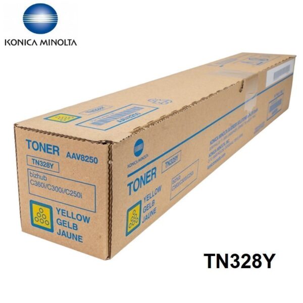 Toner Konica Minolta TN328Y (AAV8290) Color Amarillo, Para Impresora Fotocopiadora Konica Minolta Bizhub C250i / C300i / C360i, Rendimiento 28,000 Páginas.