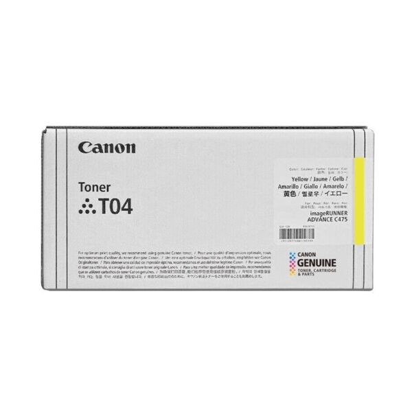 Toner Canon T04 Amarillo, Para Canon imageRUNNER ADVANCE C475iF/ C475iFZ / DX C477iF / DX C477iFZ / C478iF / C478iFZ / C568iF / C568iFZ.